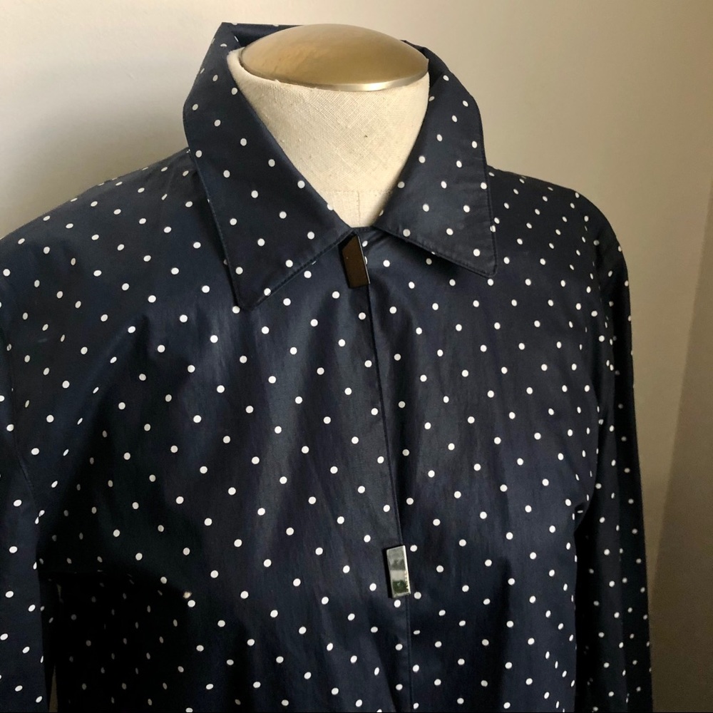 Lauren Ralph Lauren Navy Polka Dot Rain Coat - Picture 11 of 13